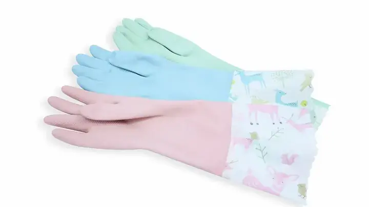 Multicolor floral cuff glove display