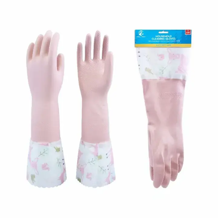 Pink floral cuff glove product display