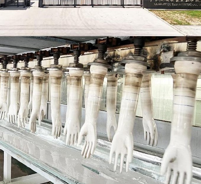Red Sunshine glove production line